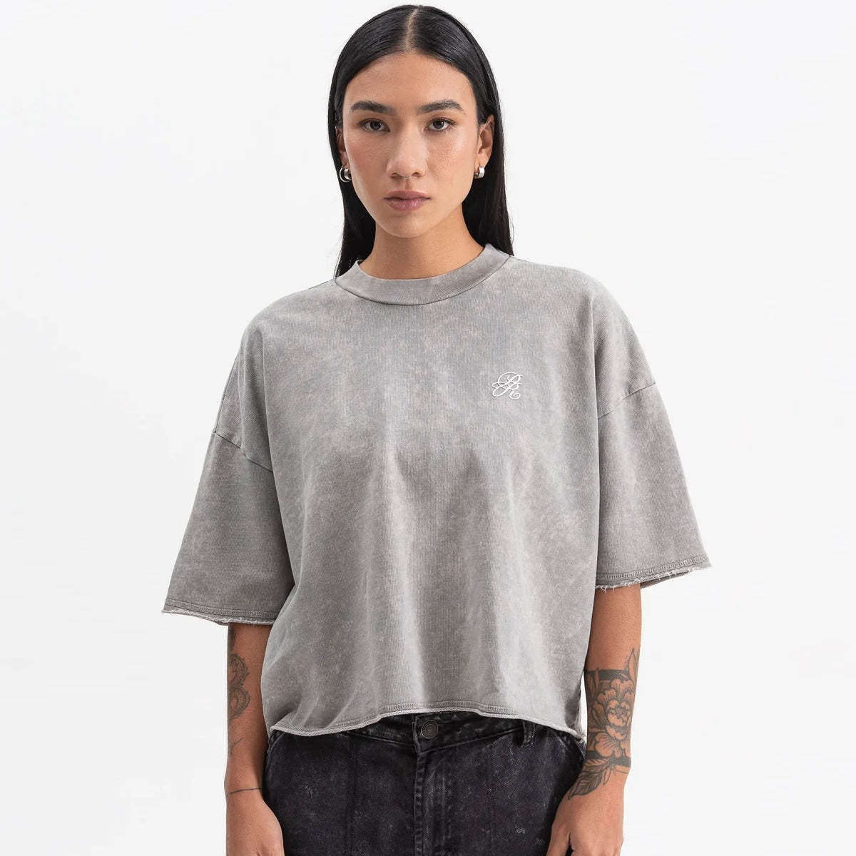 KNOCKOUT GREY CROP TOP