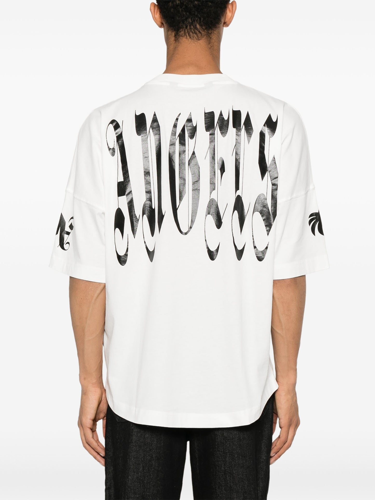Palm Angels Logo Gothic sobre Camiseta Blanco