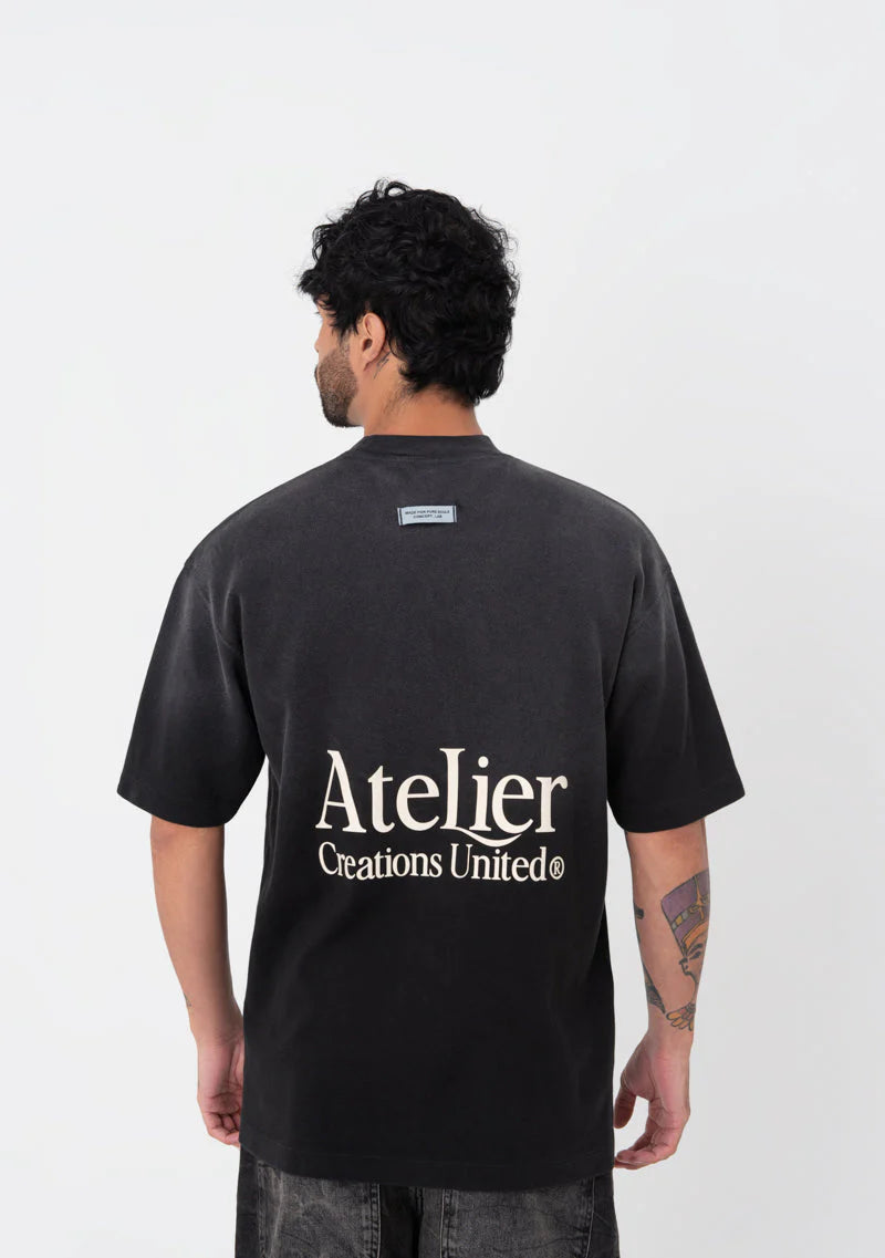 PURE ATELIER BLACK WASHED T-SHIRT