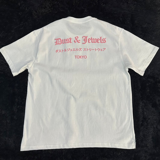 DUST & JEWELS White And Pink Basic Tee