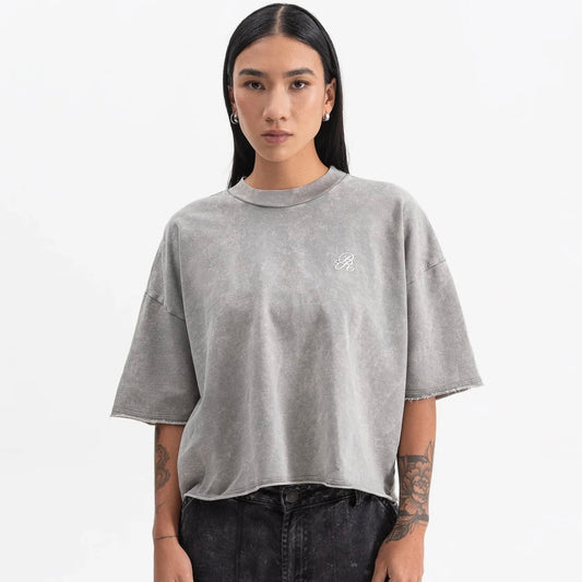 KNOCKOUT GREY CROP TOP