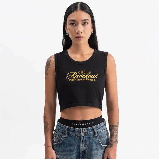 KNOCKOUT BLACK CROP TOP