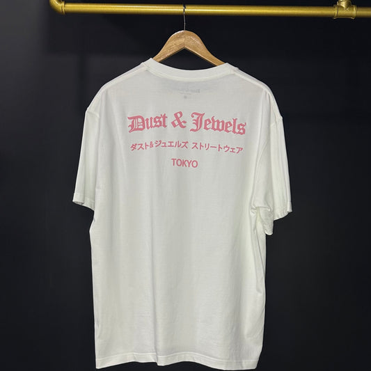 DUST & JEWELS White And Pink Basic Tee