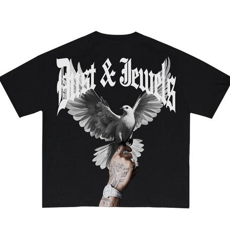 Dust & Jewels Dove  Black Tee